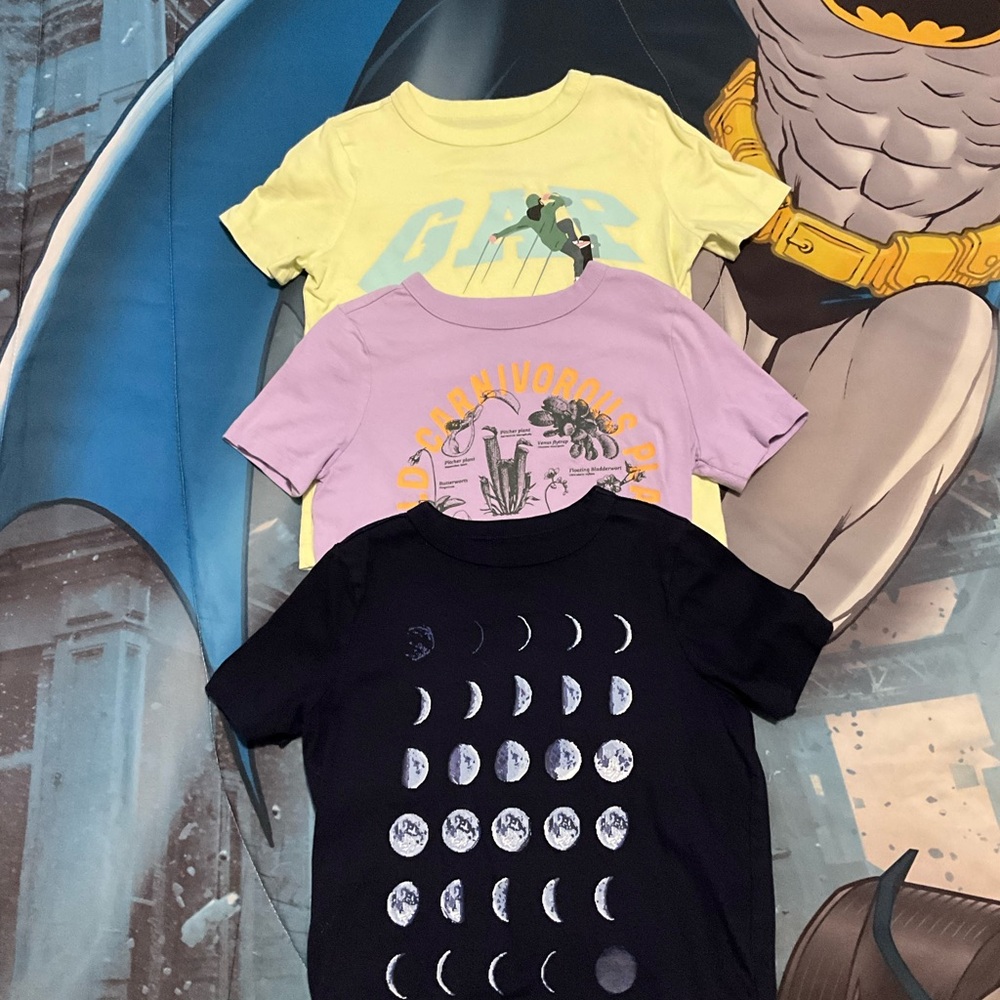 GAP Kids Short Sleeve Tees - Yellow, Purple, Black